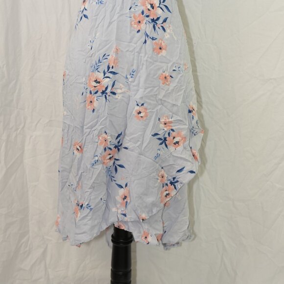 Torrid Size 1 Floral Dress Light Blue Beach Cover up Mid Thigh Elastic Waistband - Picture 2 of 6